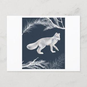 A picture of an Arctic Fox with a white branch Postcard