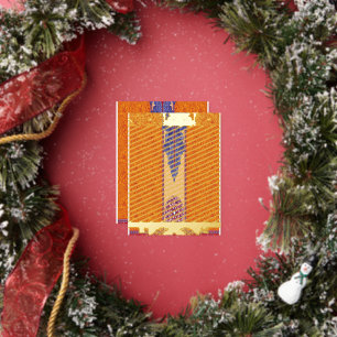 a picture of an orange and blue pattern foil holiday postcard