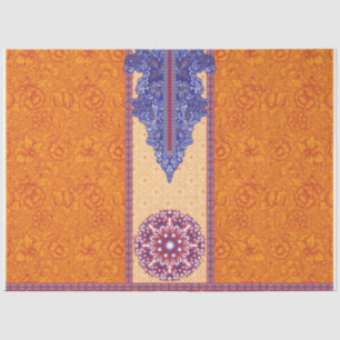 a picture of an orange and blue pattern tissue paper