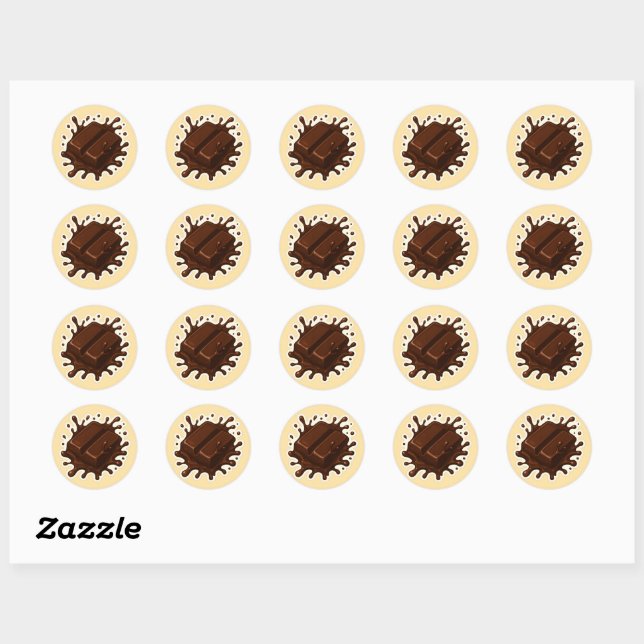 A piece of chocolate with splash sticker (Sheet)