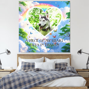 A Piece of My Heart Lives in Heaven Dog Memorial Canvas Print