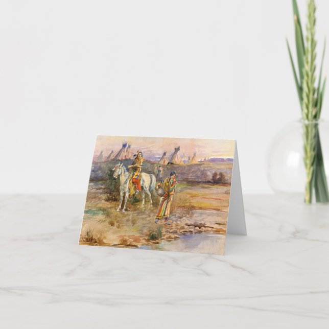A Piegan Flirtation by Charles Marion Russell Thank You Card (Front)