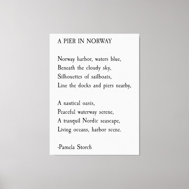A Pier in Noway Poem by Pamela Storch Canvas Print (Front)