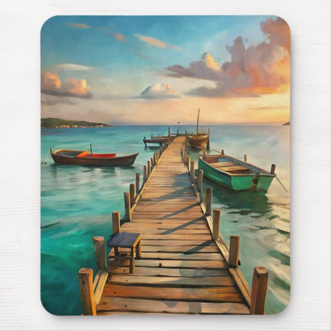 A Pier with Boats Mouse Pad (Front)