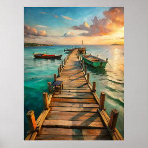 A Pier with Boats Poster