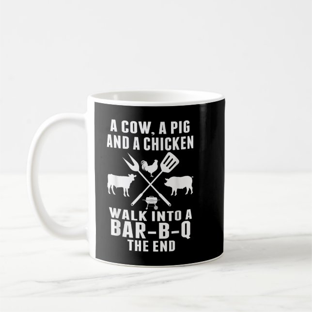 A Pig A Chicken And A Cow Walk into a BBQ  BBQ Coffee Mug (Left)