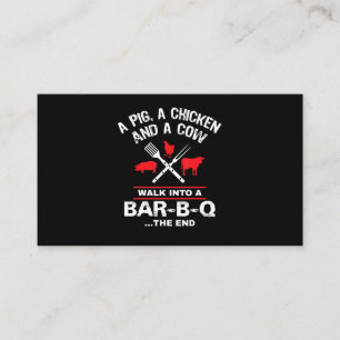 A Pig Chicken Cow Walk Into A Bar Funny BBQ Loyalty Card
