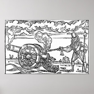 A Pikeman Lighting a Cannon Poster