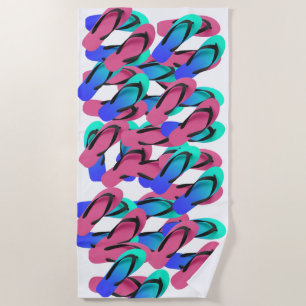 A Pile Of Flip Flops Fun White Beach Towel