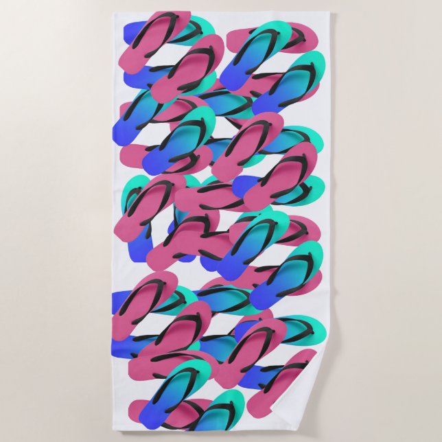A Pile Of Flip Flops Fun White  Beach Towel (Front)