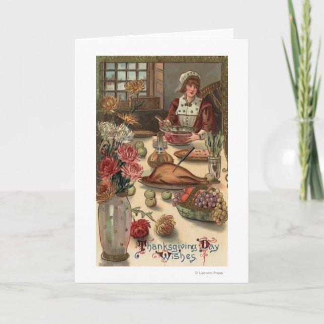 A Pilgrim Woman's Table Holiday Card (Front)