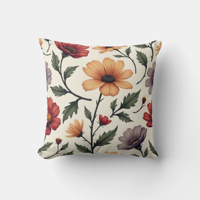 A pillow cushion with a pretty flower design (Front)