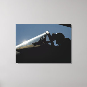 A pilot prepares for take-off canvas print