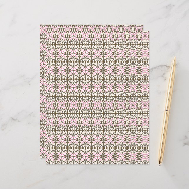 a pink and brown pattern on a white background (Front/Back In Situ)
