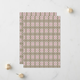 a pink and brown pattern on a white background announcement