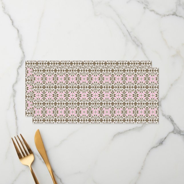 a pink and brown pattern on a white background menu (Front/Back In Situ)