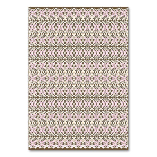 a pink and brown pattern on a white background table number (Front)