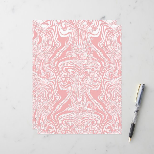 a pink and white abstract design on a white backgr (Front/Back In Situ)