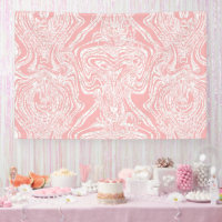 a pink and white abstract design on a white backgr