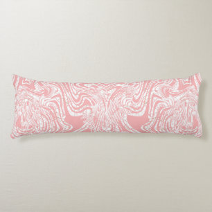 a pink and white abstract design on a white backgr body cushion