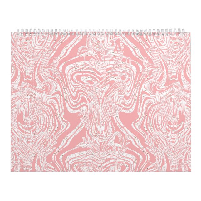 a pink and white abstract design on a white backgr calendar (Cover)