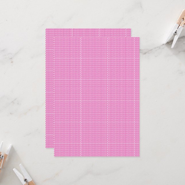 a pink and white background with a pattern invitation (Front/Back In Situ)