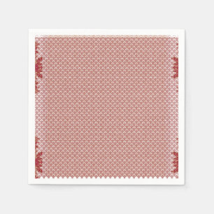 a pink and white background with a pattern napkin