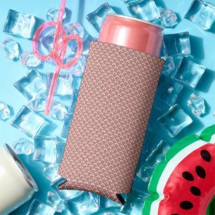 a pink and white background with a pattern seltzer can cooler