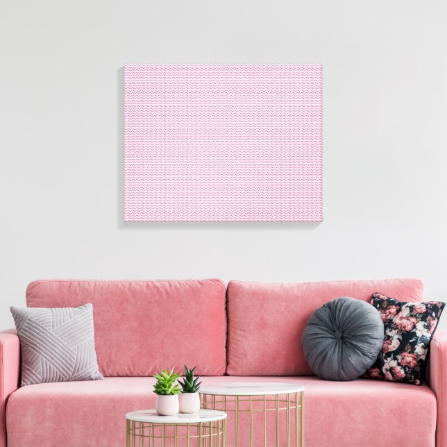 a pink and white background with wavy lines canvas print (Insitu(LivingRoom))