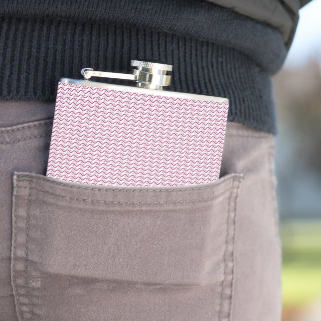 a pink and white background with wavy lines hip flask (In Situ)