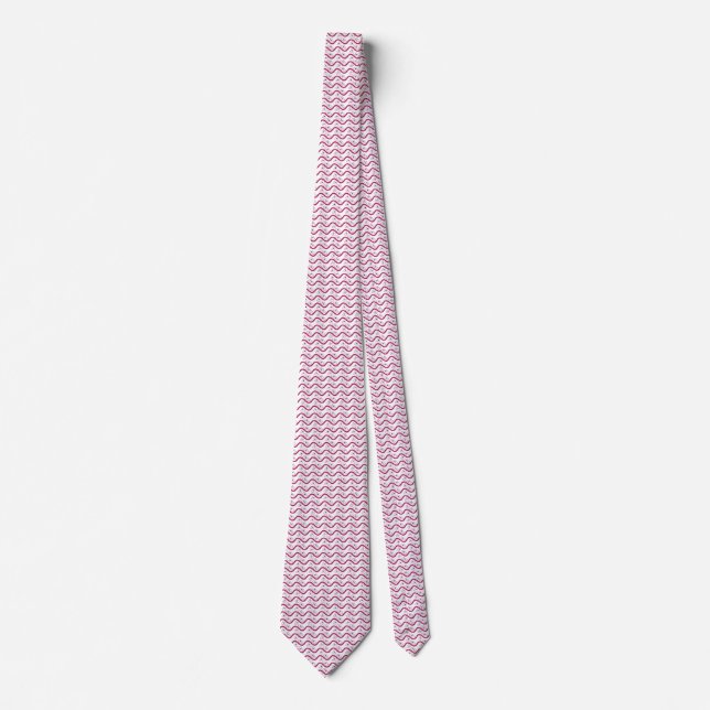 a pink and white background with wavy lines tie (Front)