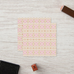 a pink and white flower pattern on a brown backgro loyalty card
