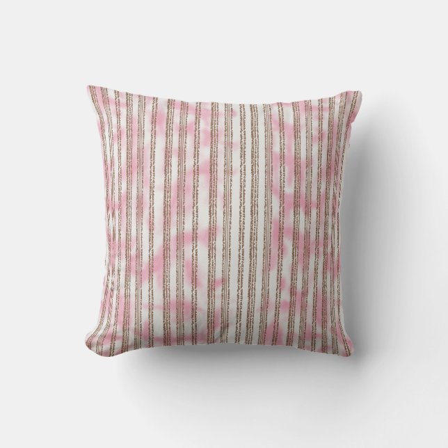 a pink and white striped background cushion (Front)