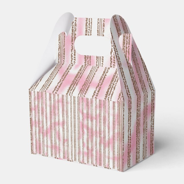 a pink and white striped background favour box (Front Side)