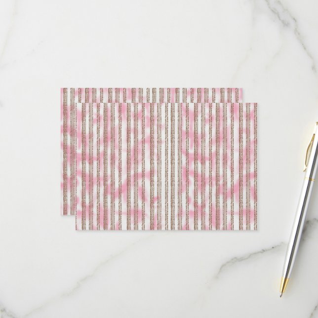 a pink and white striped background RSVP card (Front/Back In Situ)