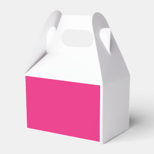 a pink background with a black favour box