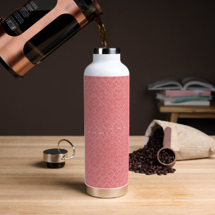 a pink background with a pattern in the middle_ water bottle