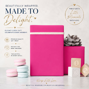 a pink background with a white border wrapping paper