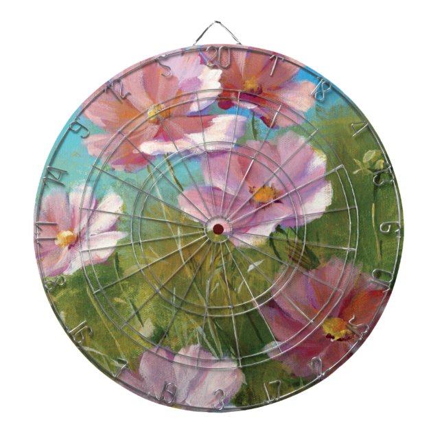 A Pink Floral Garden Dartboard (Front)