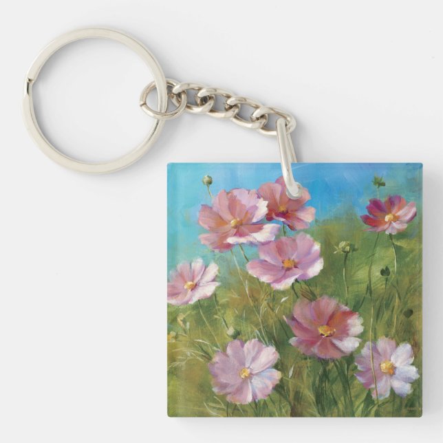 A Pink Floral Garden Key Ring (Front)