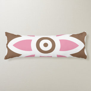 a pink flower on a brown background body cushion