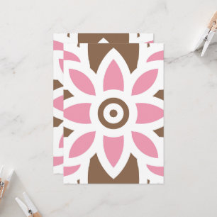 a pink flower on a brown background invitation
