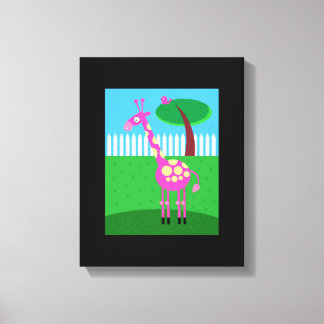 A Pink Giraffe Lives in My Backyard Wrapped Canvas