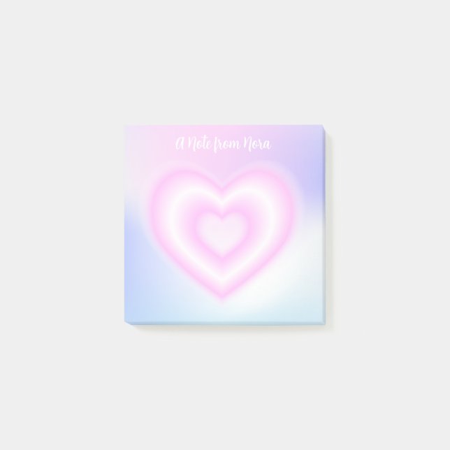 A Pink Neon Heart Shape  Post-it Notes (Front)