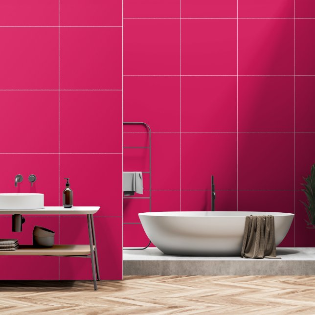 A pink square with a crisp white border, presentin wallpaper (Bathroom)