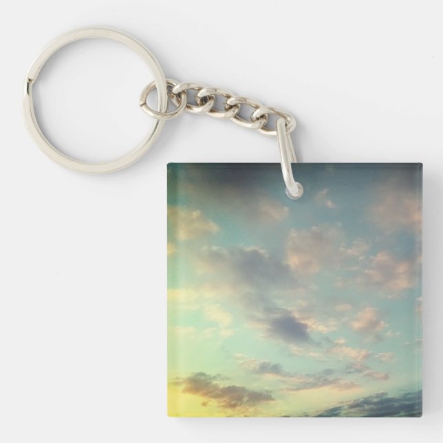 A pink to the clouds key ring (Front)