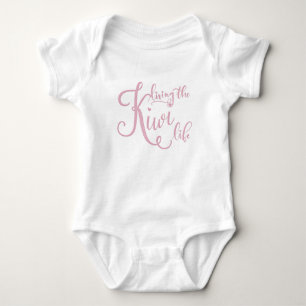 A Pink & White Living the Kiwi Life Baby Body Suit Bodysuit