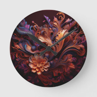 A Pinkish Coloured Space Flower Round Clock
