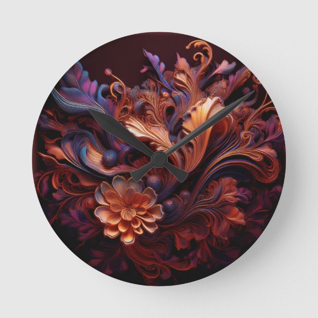 A Pinkish Coloured Space Flower Round Clock (Front)