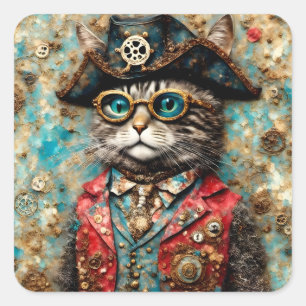 A Pirate Cat Square Sticker